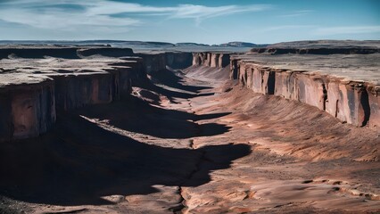 Wide Desert Gorge with Red Rock Walls