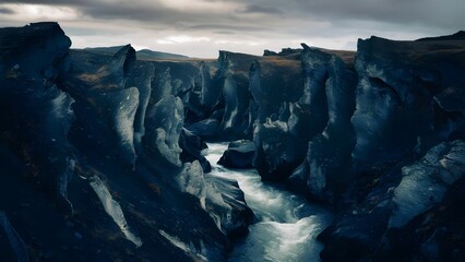 Gorge with Jagged Rock Formations