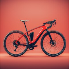 Fototapeta premium A red and black electric bicycle. AI.