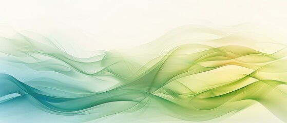Obraz premium Abstract green and blue waves on a white background. AI.