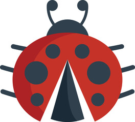Minimalist illustration featuring a red ladybug opening its wings, showcasing a simple and cute design