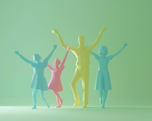 Fototapeta premium A group of paper figures celebrating. AI.