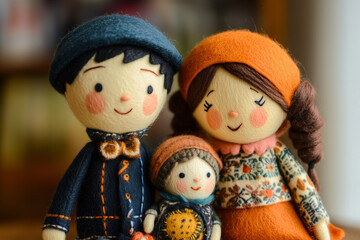 father mother children family love doll figurine