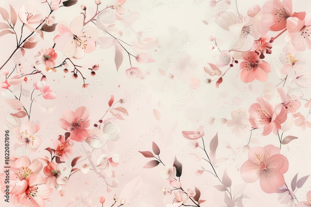 Poster delicate floral motifs in pastel shades adorn the composition, enhancing the atmosphere with a touch