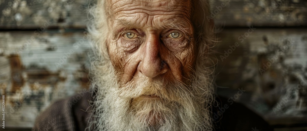 Canvas Prints A close-up portrait of an elderly man with a long white beard. AI.