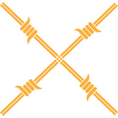 Decorative Abstract Barbed Wire Line Art Icon Element
