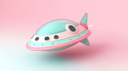 Futuristic spaceship on colorful background