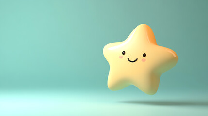 Happy star character on cheerful background