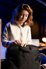 Software developer arriving in office, ready to design and develop applications on PC. IT...