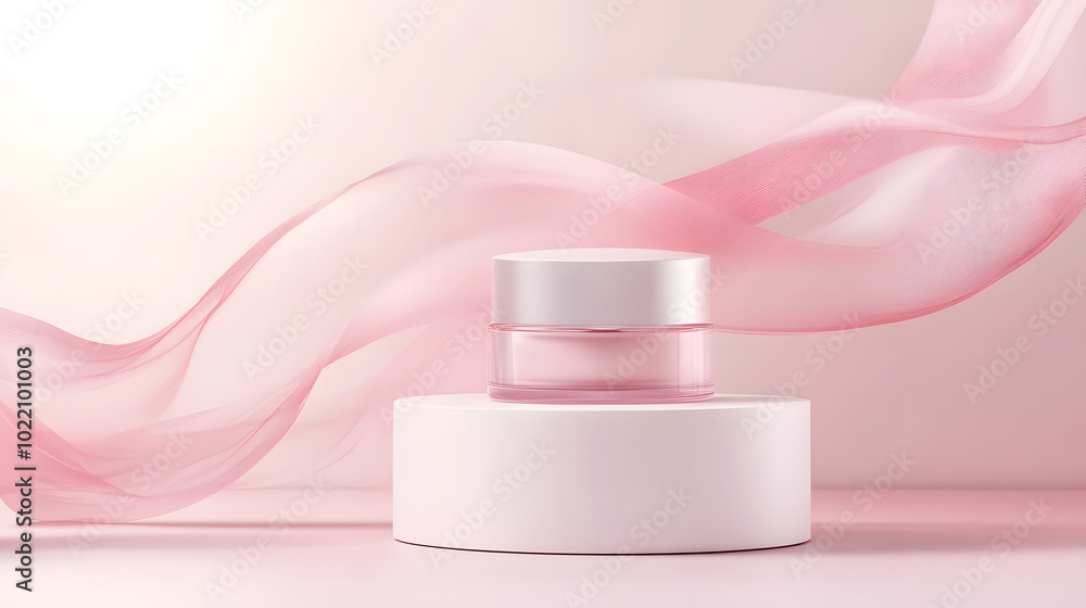 Poster 1. **create an elegant abstract background featuring a soft pink gradient. place a smooth, white cyl