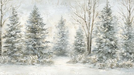 Fototapeta premium Serene Winter Landscape with Snowy Trees