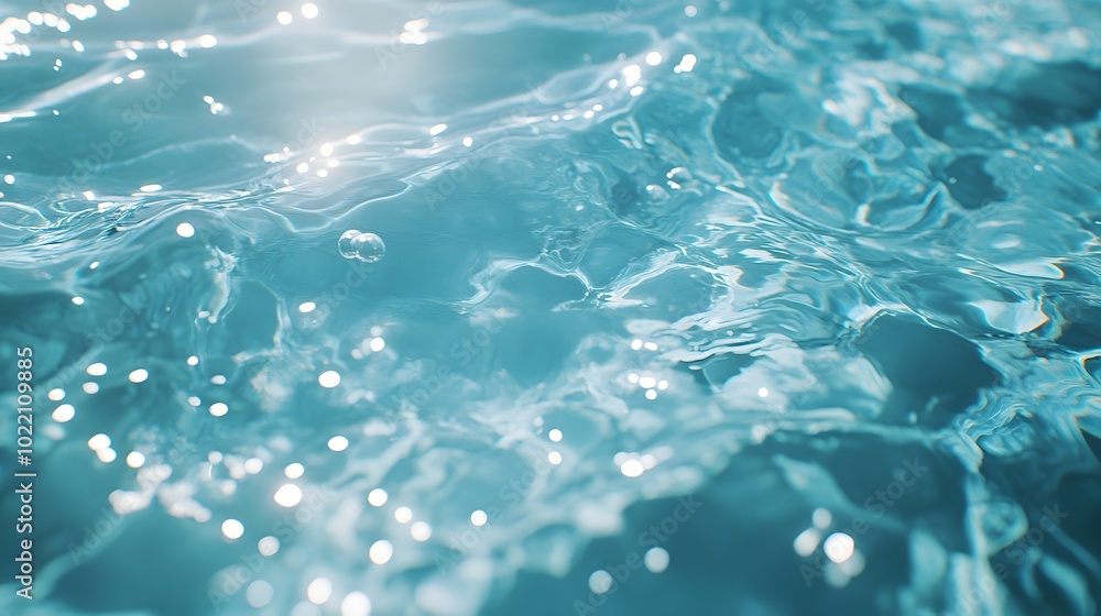 Poster 1. **create a serene abstract background featuring a transparent blue clear water surface with gentl
