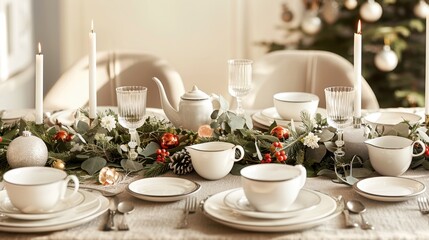 Fototapeta premium Elegant Table Setting for Holiday Celebration