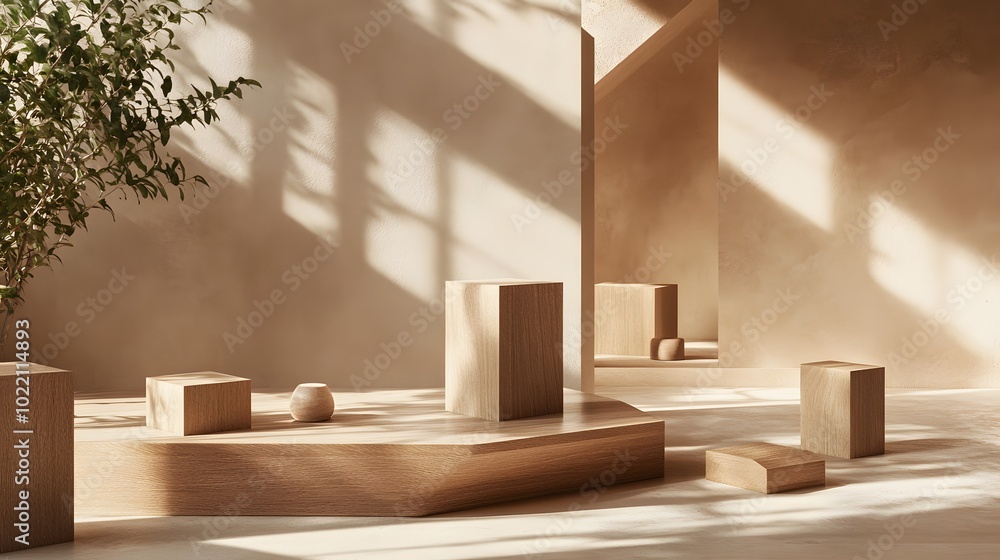 Poster 2. **design a serene scene with a wooden table as the backdrop, illuminated by soft summer sunlight.