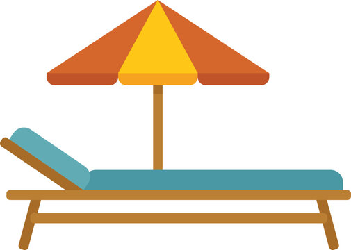 beach chair with orange umbrella clip art preview