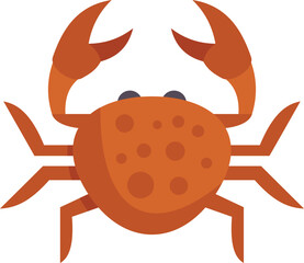 Cartoon style illustration of a large red crab raising its claws
