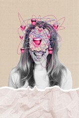 Trend artwork composite sketch image photo collage of portrait human face hole empty space young...