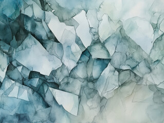 Fototapeta premium A watercolor depiction of melting ice, with soft washes and transparent layers to create a sense of fluidity
