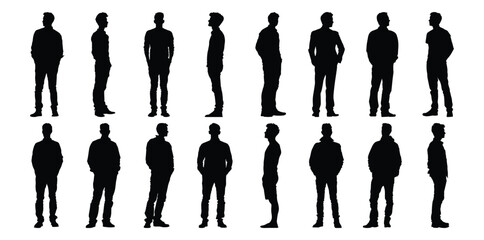 Man silhouettes set, people pack of vector silhouette design, isolated background