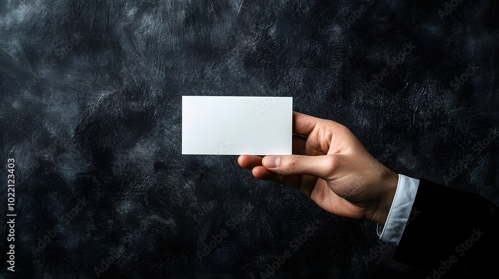 Poster 1. **create an engaging image of a hand confidently holding a blank card, positioned prominently for