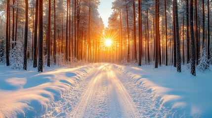 Snow-covered woodland