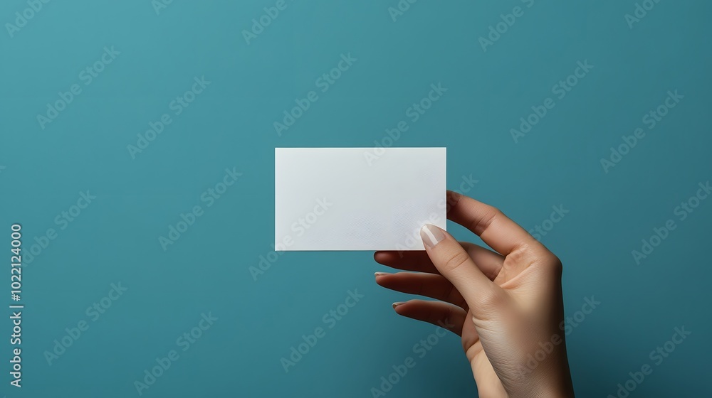 Poster 3. **imagine a clean and modern scene where a hand holds a blank card, ready for customization. the 