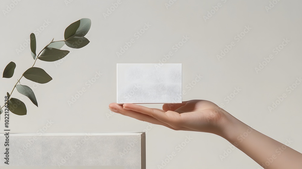 Poster 3. **imagine a clean and modern scene where a hand holds a blank card, ready for customization. the 