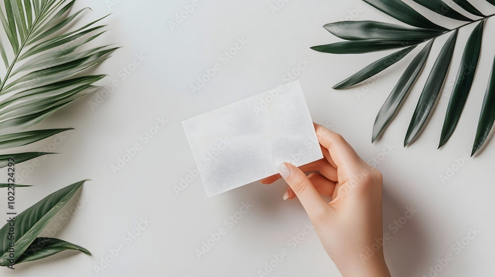 Poster 3. **imagine a clean and modern scene where a hand holds a blank card, ready for customization. the 