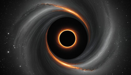 A black hole in space visualization, a black hole eating a star, creepy and mysterious visual for space journals and articles