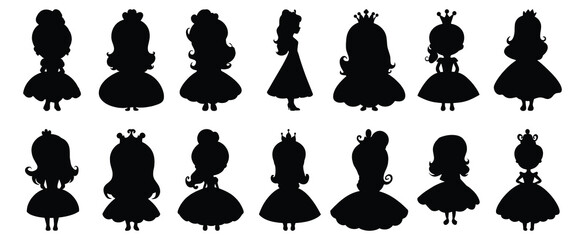 Princess silhouette set vector design big pack of royal illustration and icon © Catnip