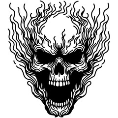 Scary skull sketch silhouette