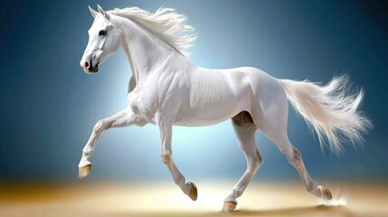 Naklejka premium Majestic White Horse in Dynamic Motion