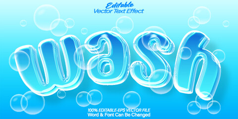 Wash Vector Text Effect Editable Alphabet Water Clean Soap Hygiene Dirty