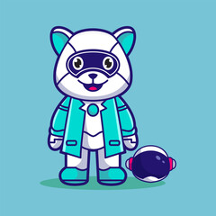 Cute Panda With Helmet Astronaut