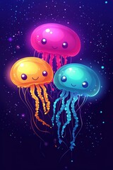 Cute cartoon character of jellyfish