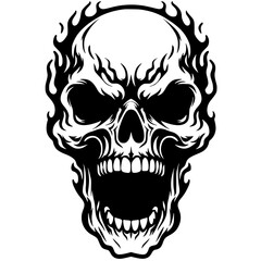 Creepy skull silhouette vector design