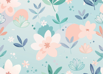 a whimsical and dreamy watercolor pattern with soft, blended brushstrokes and subtle texture, reminiscent of a delicate botanical illustration. The color palette should feature pastel hues with a focu