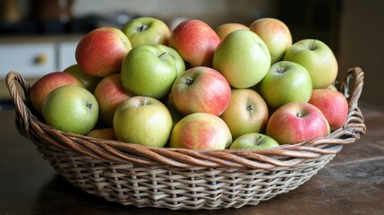 Fresh Organic Apples in a Woven Basket