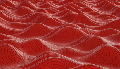 Obraz premium Red Waves Illustration | Abstract Wave and Dunes| Scorching hot landscape