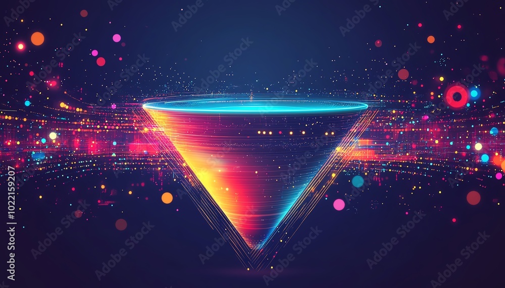 Leinwandbilder stylized image of a data collection funnel showcasing digital transformation, blending technology an