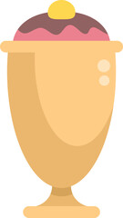 This vector illustration features a classic chocolate ice cream dessert served in a tall glass, perfect for projects related to sweets, desserts, and summer treats