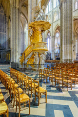 Amiens, FRANCE - APR 10: Notre-Dame of Amiens Cathedral interior on April 10, 2014 in Amiens, France. Vast, 13th-century Gothic edifice.