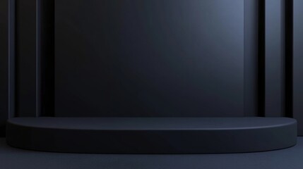 Obraz premium Minimalist Black Stage with Smooth Curved Platform