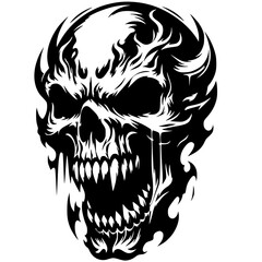 Silhouette of screaming skull