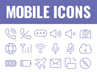 Fototapeta premium Mobile icons vector. mobile phone icons set collection. mobile phone setting icons vector