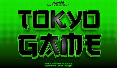 Tokyo Game Vector Text Effect Editable Alphabet Play Green Sport