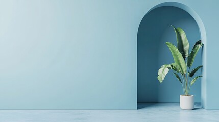 Serene Indoor Plant in Light Blue Decor