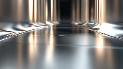 Naklejka premium Reflective Modern Metal Corridor View