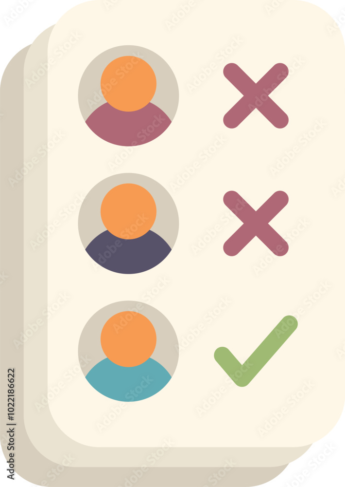 Poster checklist icon indicating selection or rejection status with checkmark and cross marks