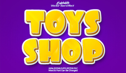 Toys Shop  Vector Text Effect Editable Alphabet Yellow Purple Kids Play